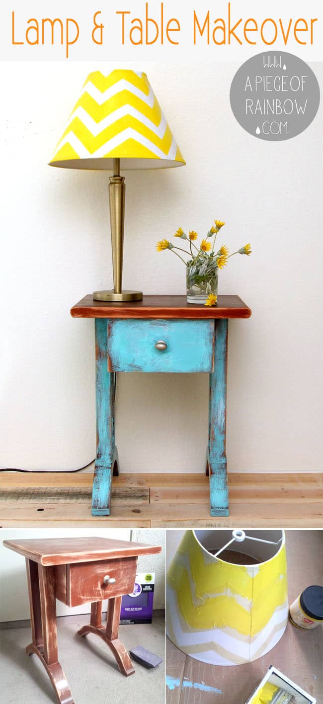 How To Paint Thrift Lampshade Side Table