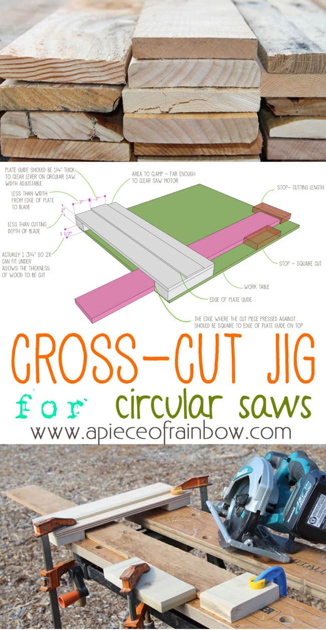 Useful Hack: Make a simple cross cut jig for your circular saw and it will cut pieces of the same length like a table saw!! | A Piece of Rainbow