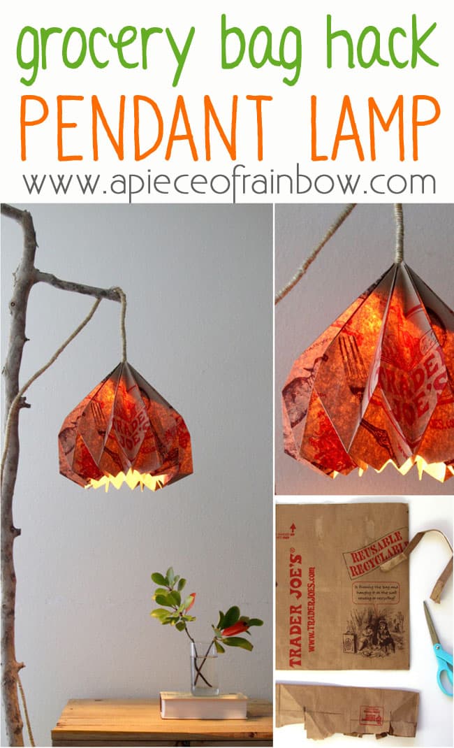 Fabriquez un sac d'épicerie Abat-jour Origami |  Un morceau d'arc-en-ciel