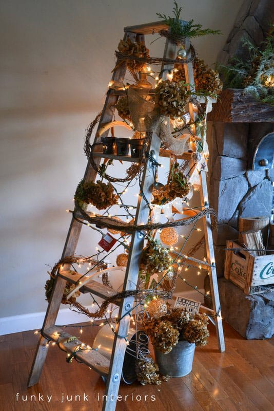 Funky Junk Christmas ladder tree