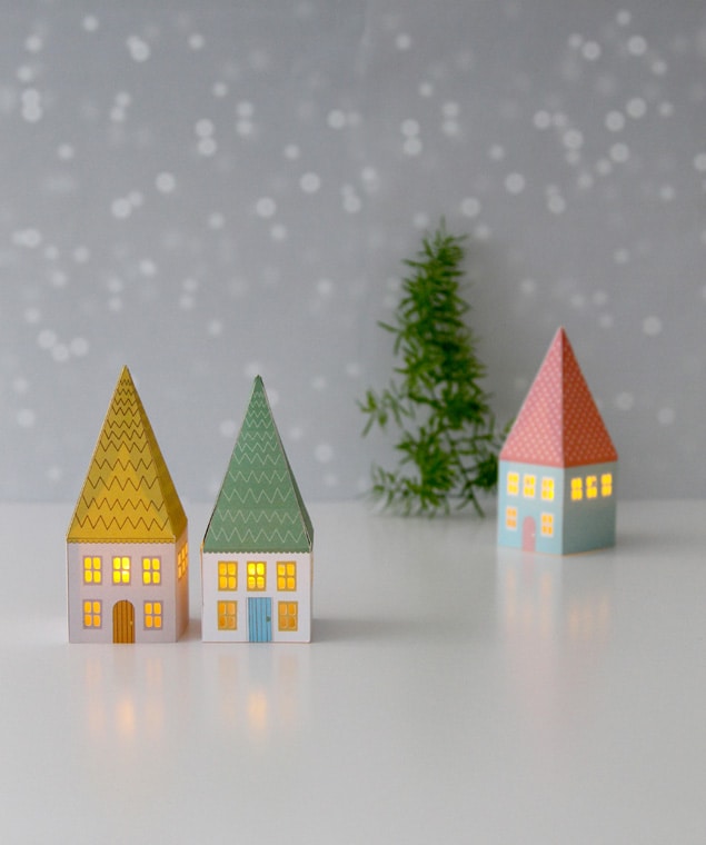 A-Frame Cabin with Deck 3D Paper House Pre-Cut Paper Holiday Ornament and Decor