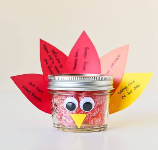 Gratitude turkey jar  Thanksgiving crafts and  decorations 