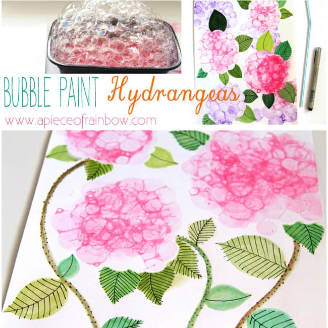 DIY bubble paint Hydrangeas | A Piece of Rainbow