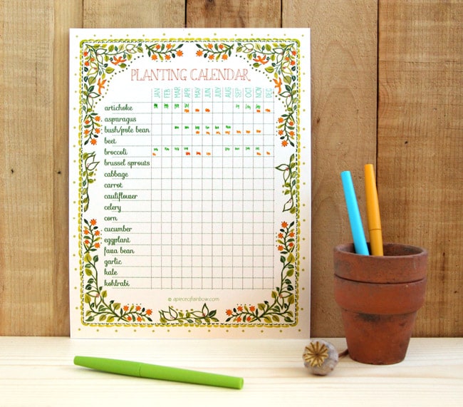 A set of beautiful and free printable planting calendar that you can customize | A Piece Of Rainbow