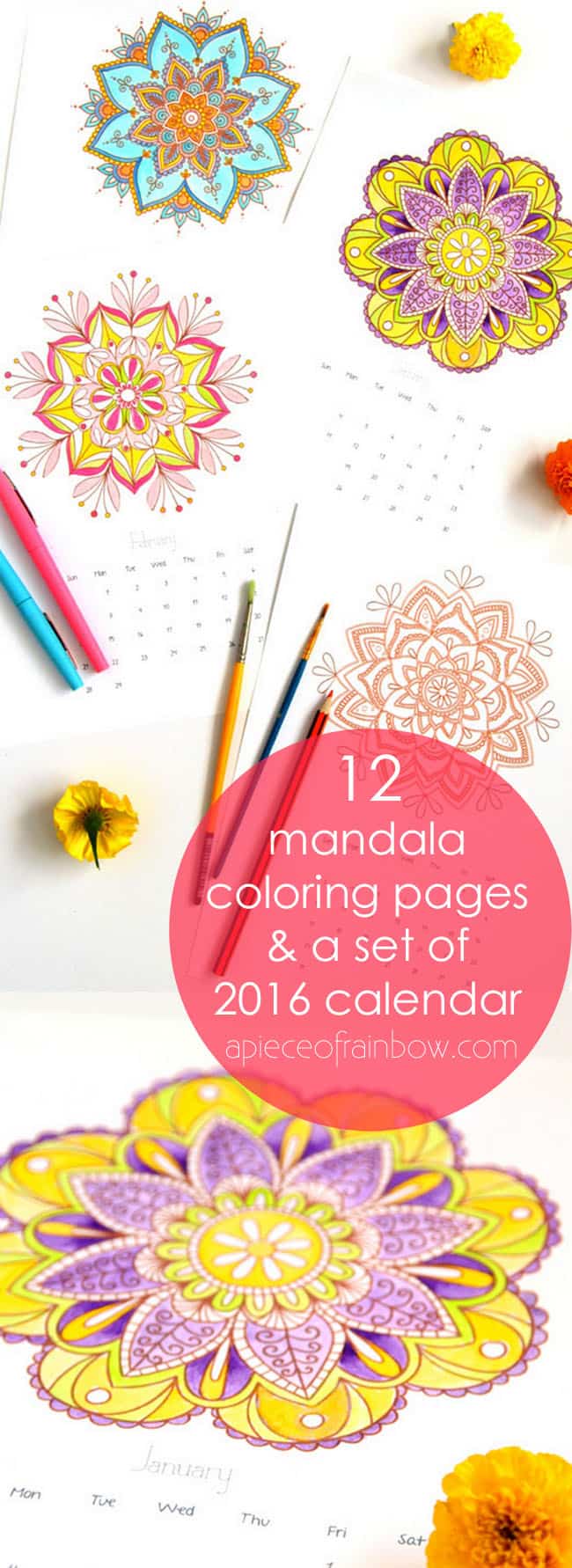 Free Printables:12 gorgeous mandala coloring pages, plus a set of color-your-own mandalas 2016 calendar, and 5 secrets on how to paint beautiful mandalas!