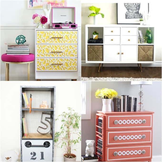 Make gorgeous custom furniture easily with 18 super creative IKEA hacks: dressers, cabinets, benches, tables, kitchen island, and more! - A Piece Of Rainbow