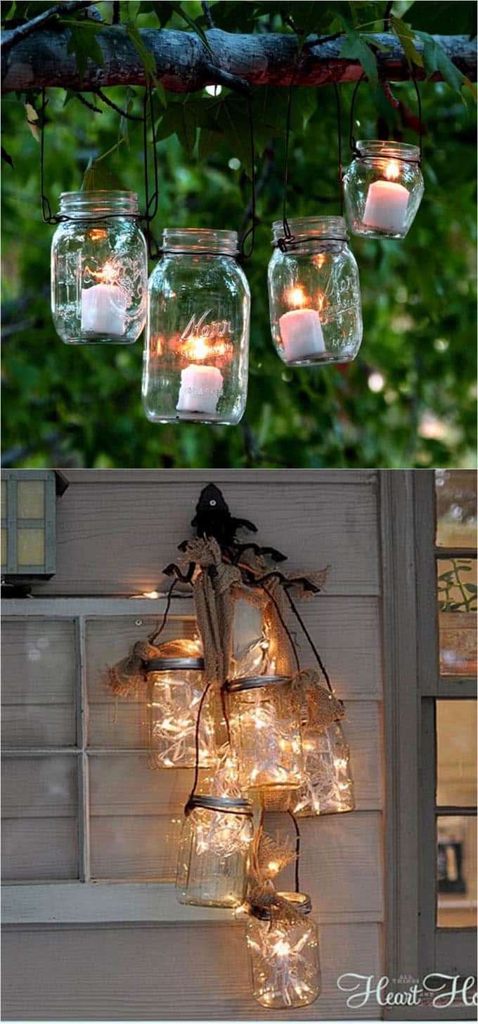 Easy DIY hanging mason jar lanterns