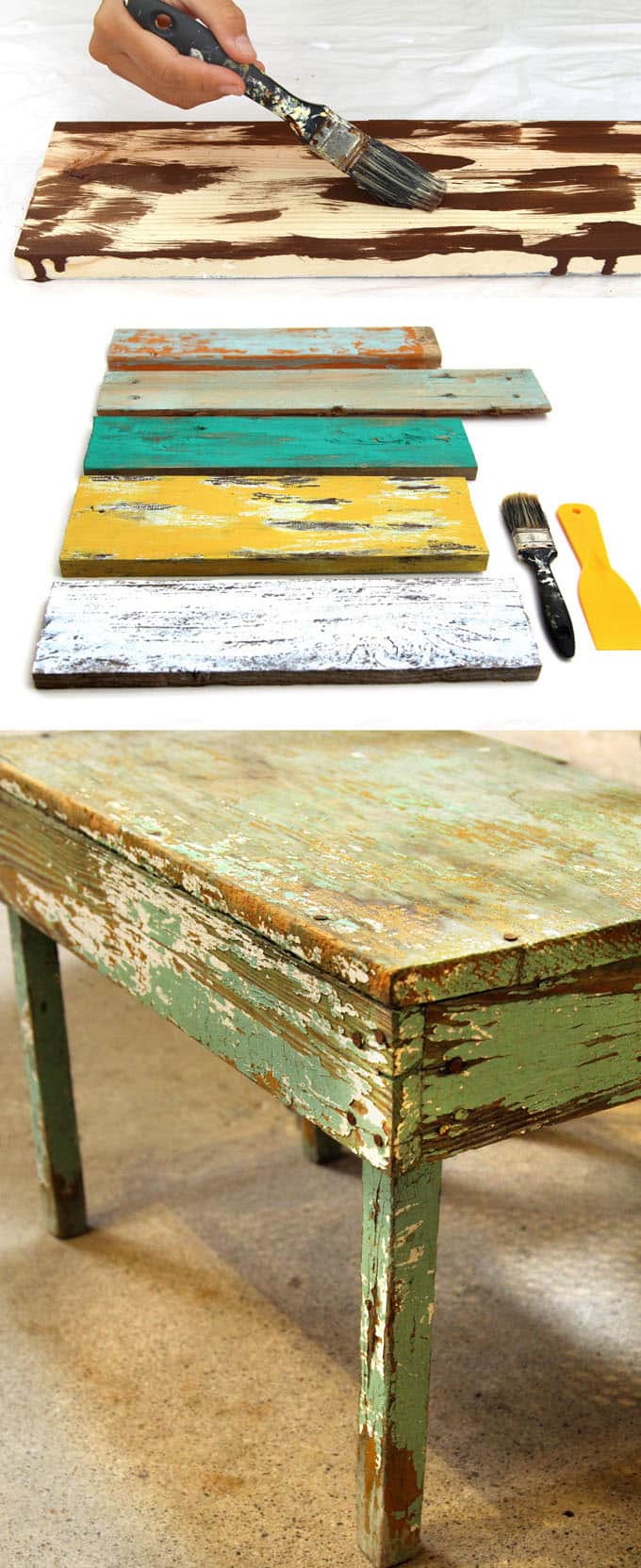 how to weather wood by layering paint