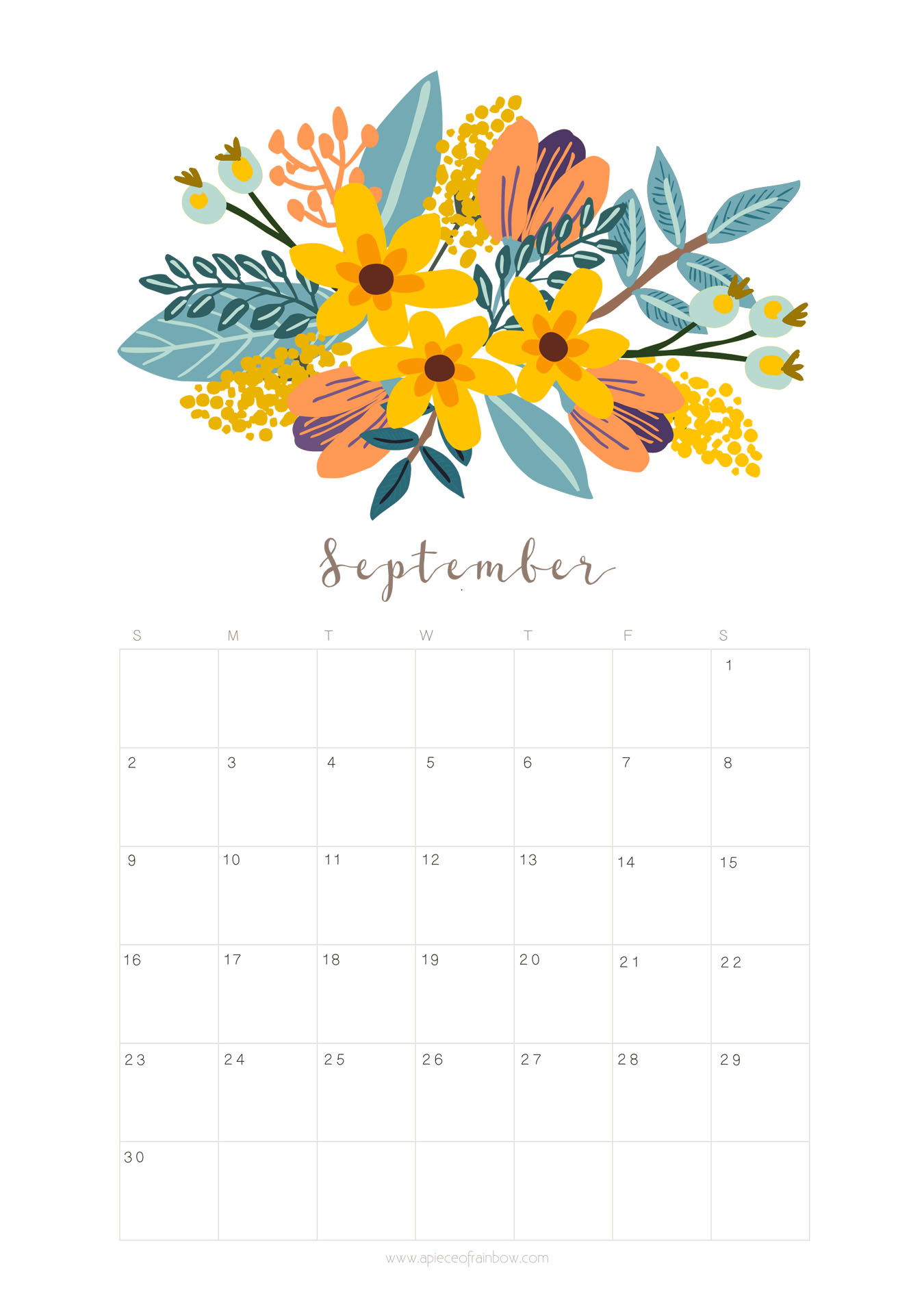 September 2018 Calendar Cute