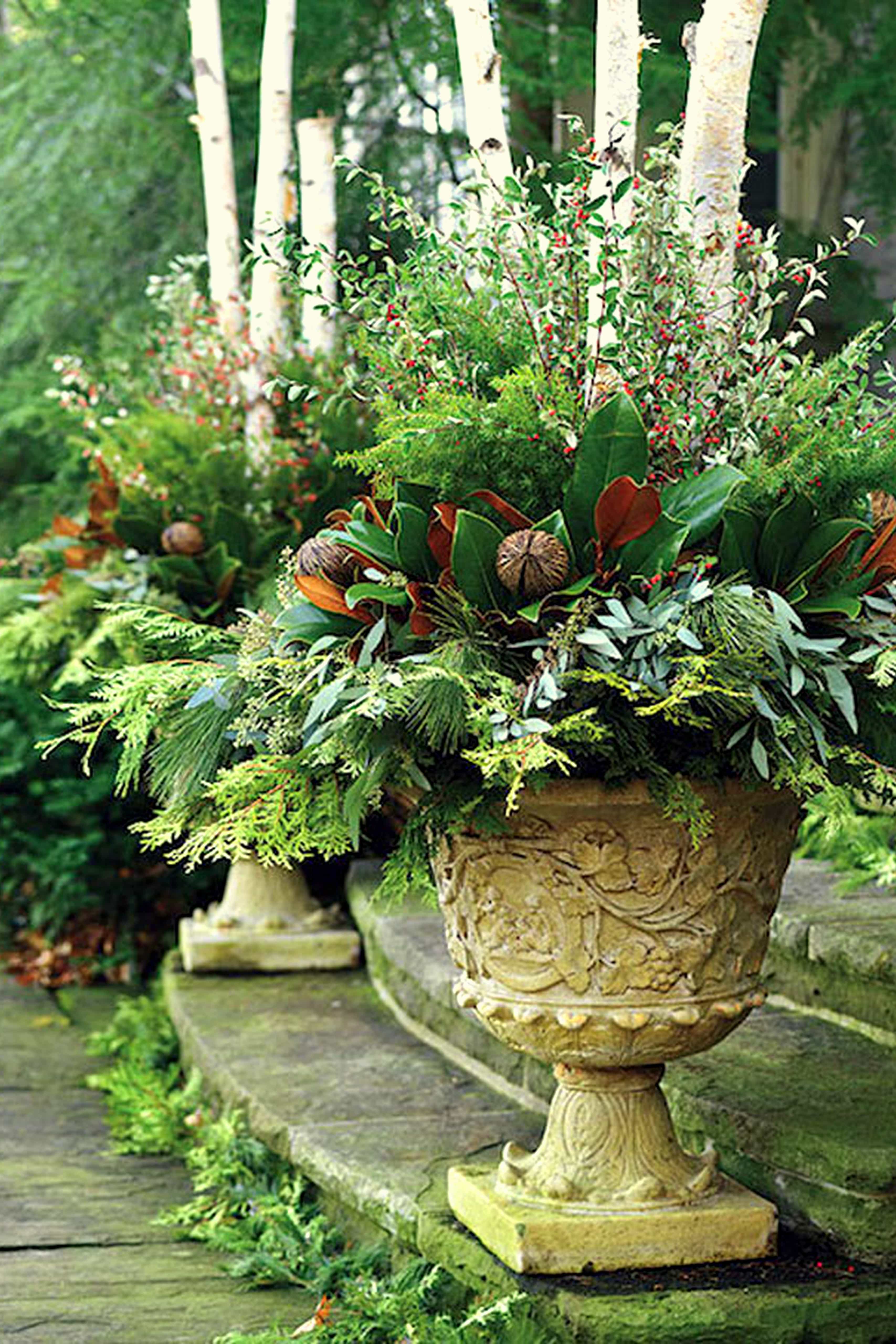24 Colorful Winter Planters & Christmas Outdoor Decorations - A Piece Of Rainbow