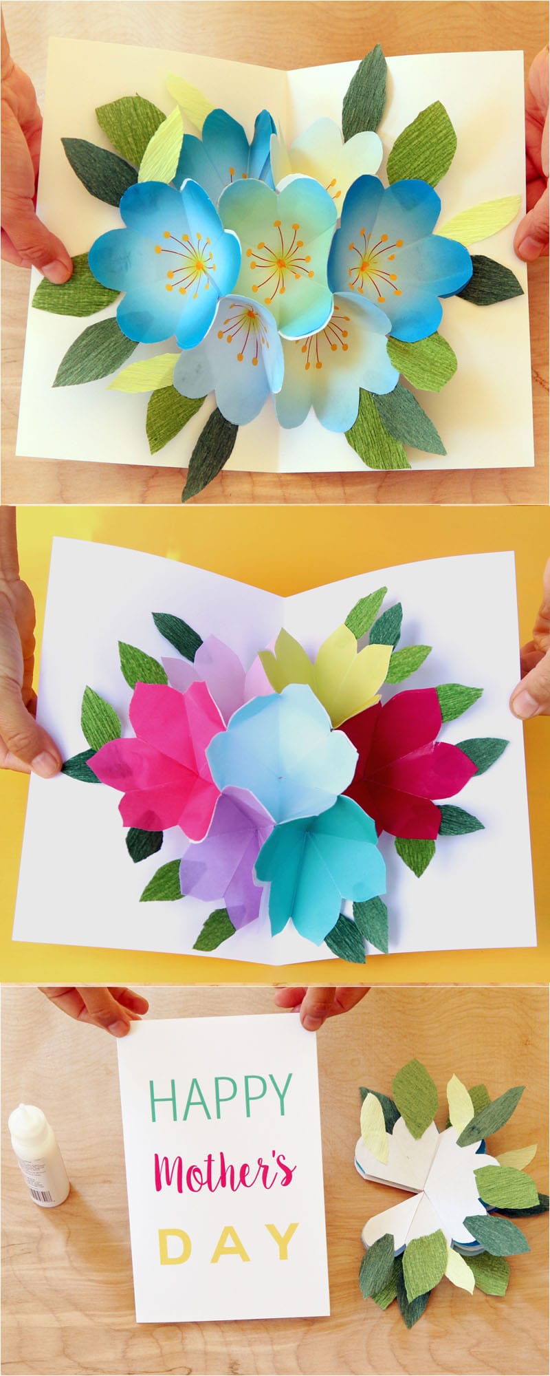 flower themed birthday /mothers day /any occasion pop up card 