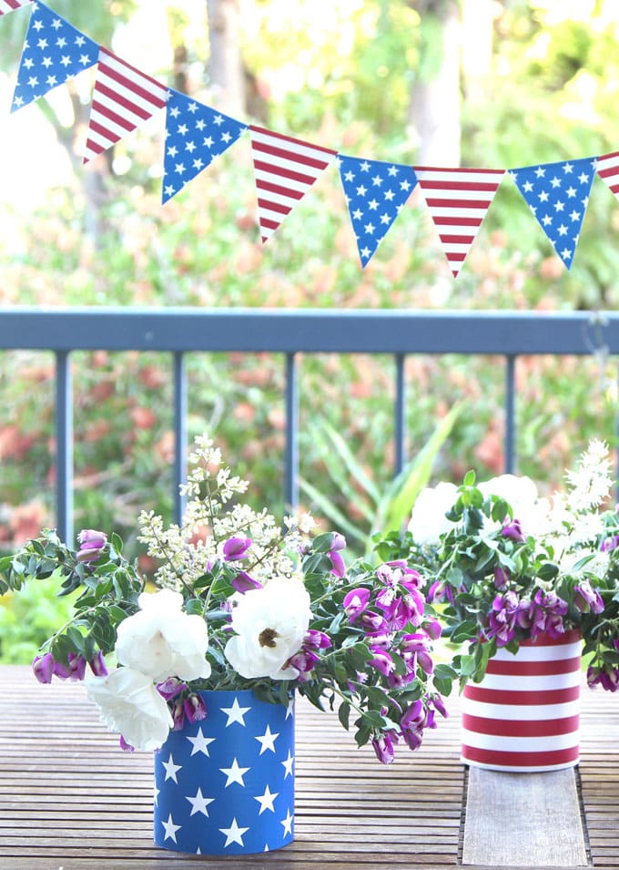 stars and stripes blue red white american flag inspired july 4th decorations table centerpiece vases part decor
