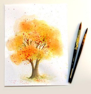 Learn Watercolor Painting: Fall Tree - A Piece Of Rainbow