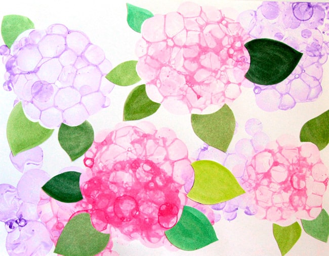 Make Bubble Paint Flower Hydrangeas - A Piece Of Rainbow
