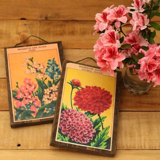 Make wall art from Free printable vintage French seed packets and scrap wood! | A piece of rainbow blog