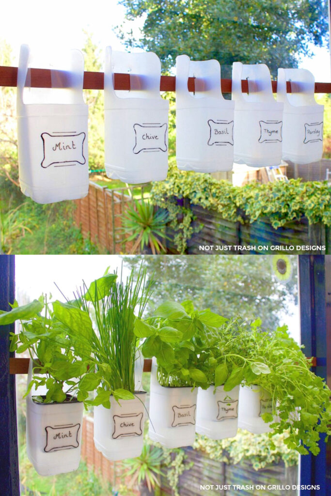 Reuse plastic bottles to make garden planters 
