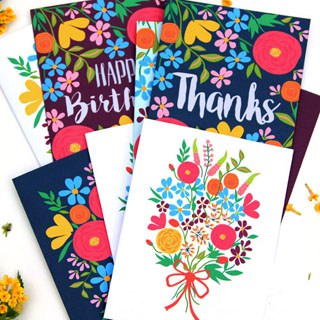 A set of gorgeous floral printable greeting cards - free templates to download and make your own birthday cards, thank you cards and blank greeting cards! - A Piece of Rainbow