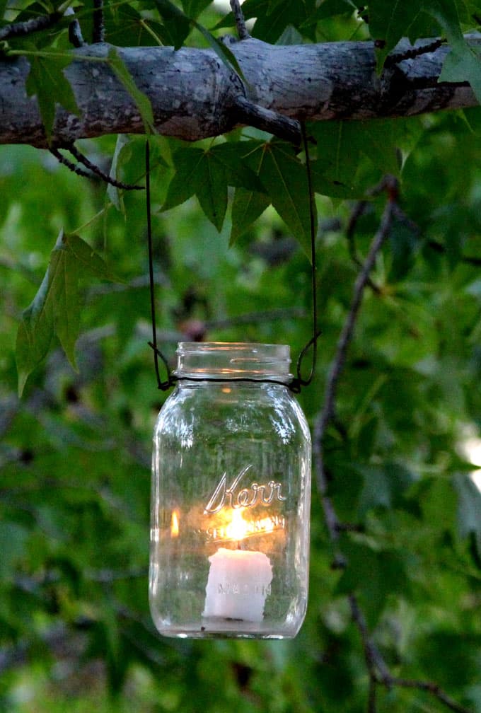 outdoor hanging mason jar lights