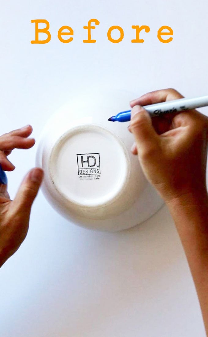 drawing with sharpie on white bowls
