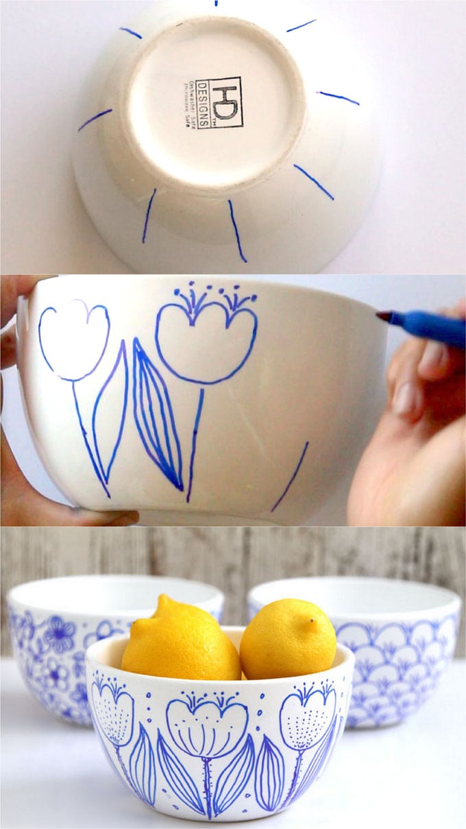 creating No bake Sharpie art bowls