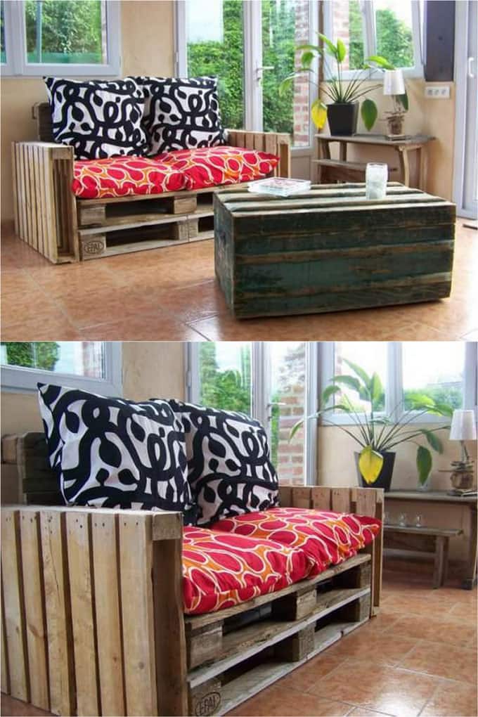 12 Easy Pallet Sofas And Coffee Tables, Building A Sofa From Pallets