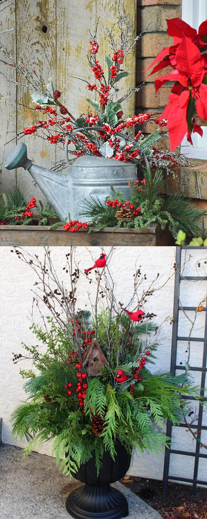 24 Colorful Winter Planters  Christmas  Outdoor  