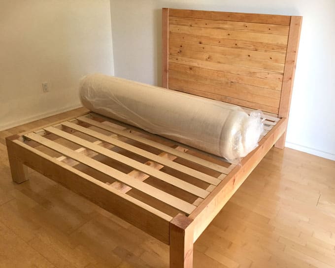 DIY Bed Frame &amp; Wood Headboard ($1500 Look for $100!) - A ...