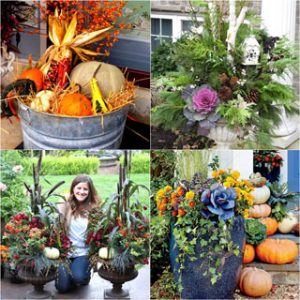 22 gorgeous fall planters for Thanksgiving & fall decorations: best fall flowers for pots, & great autumn planter ideas with mums, pumpkins, kale, & more! - A Piece of Rainbow