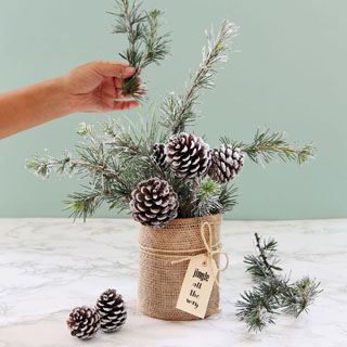 Enchanting 10 Minute snowy tree winter & Christmas DIY table decoration for almost free, beautiful as gifts, farmhouse decor & winter wedding centerpieces!