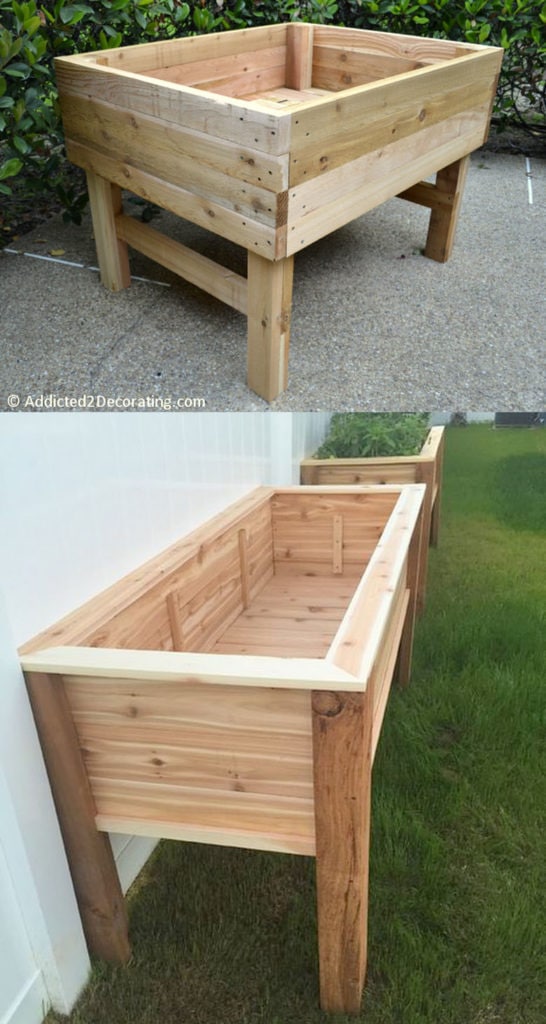 DIY elevated wood garden boxes
