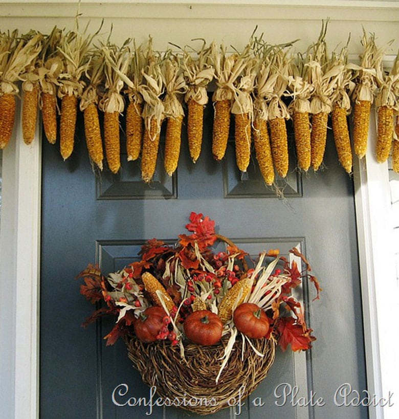 fall wreaths and garlands using corn cobs