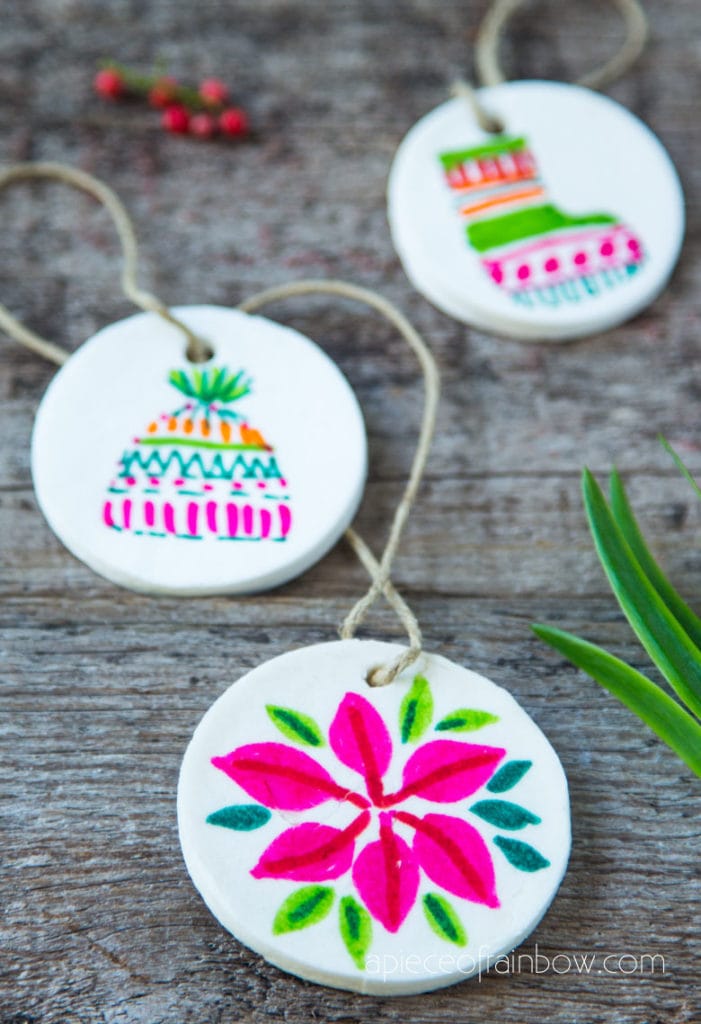 hand painted DIY air dry clay and salt dough Christmas ornaments  crafts, gifts & decorations!