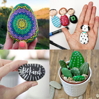 easy painted rock ideas: creative arts & crafts for kids & family. DIY home garden decorations & gifts by painting beautiful designs on stones & pebbles!