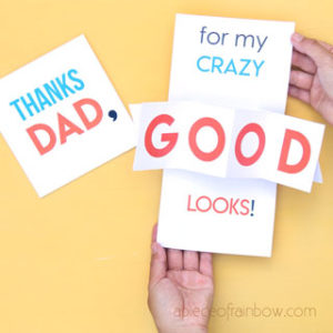 Surprise dad with a fun & creative 10-minute DIY pop up Father's Day card. Also a great birthday card idea. Easy tutorial & video with free printable templates!