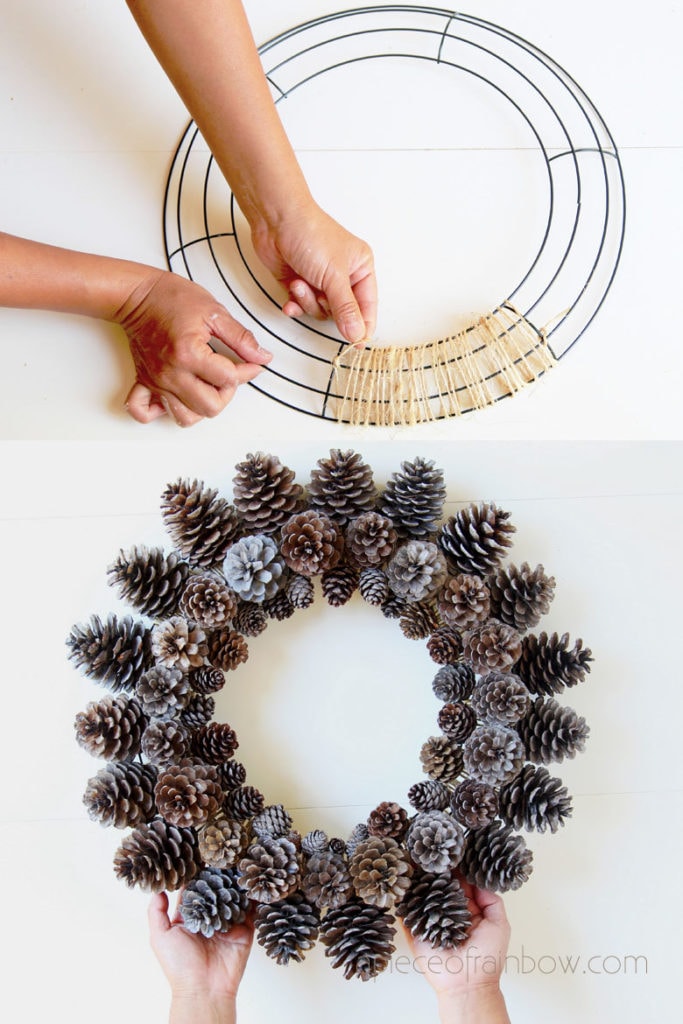 How to make a pine cone wreath 