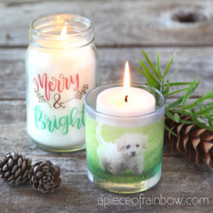 How to transfer images to packing tape & make clear stickers & DIY photo candles for Christmas decorations, weddings, home decor, easy crafts & personalized gifts!
