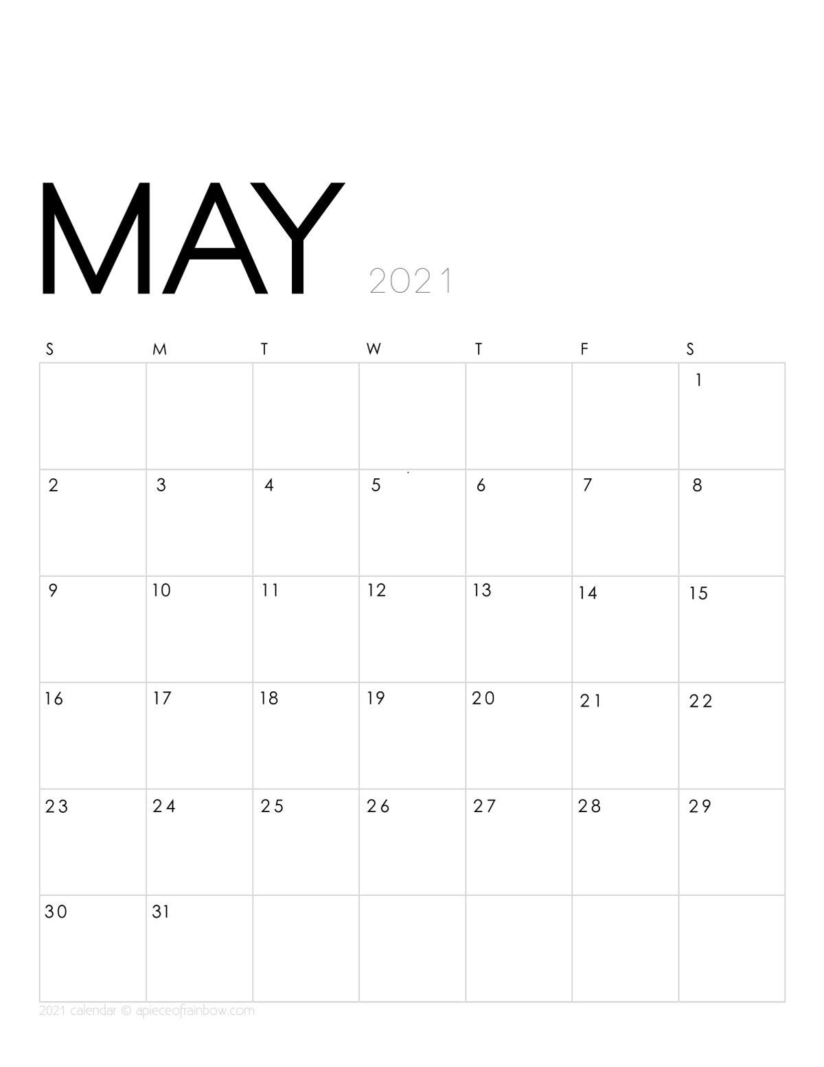 Printable May 2021 Calendar Monthly Planner {2 Designs