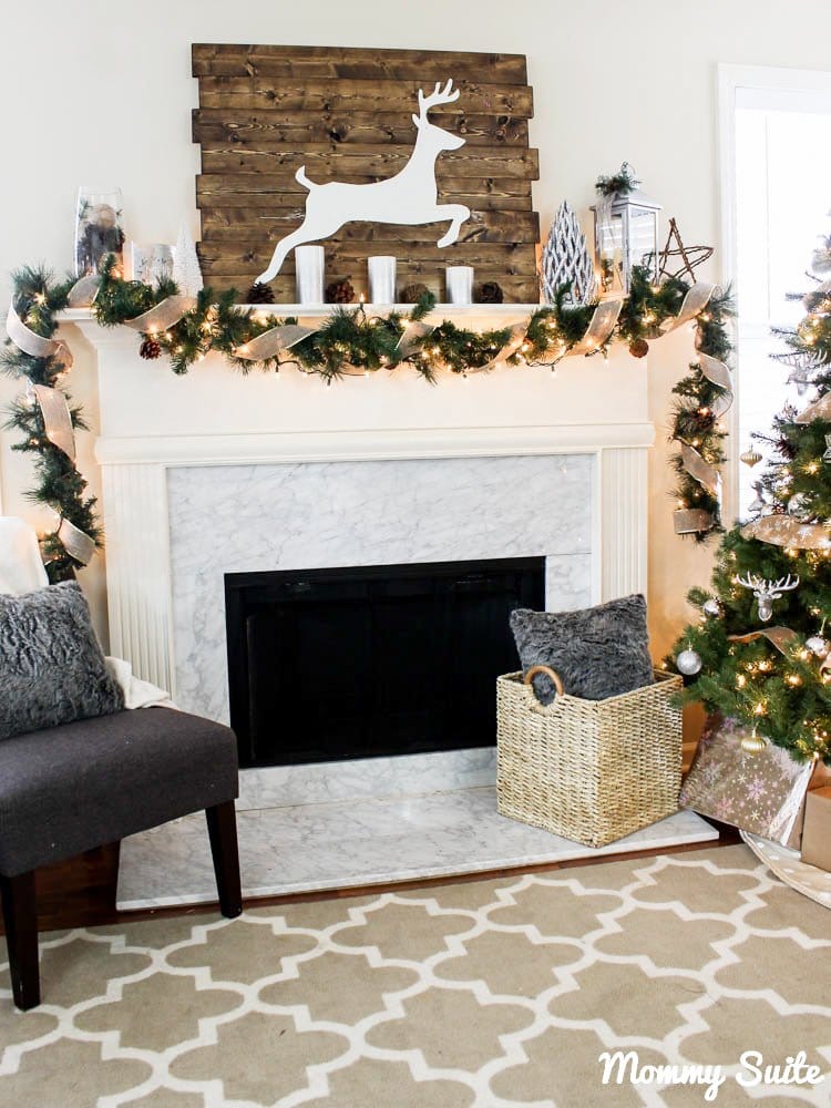 Woodland Christmas fireplace decorations