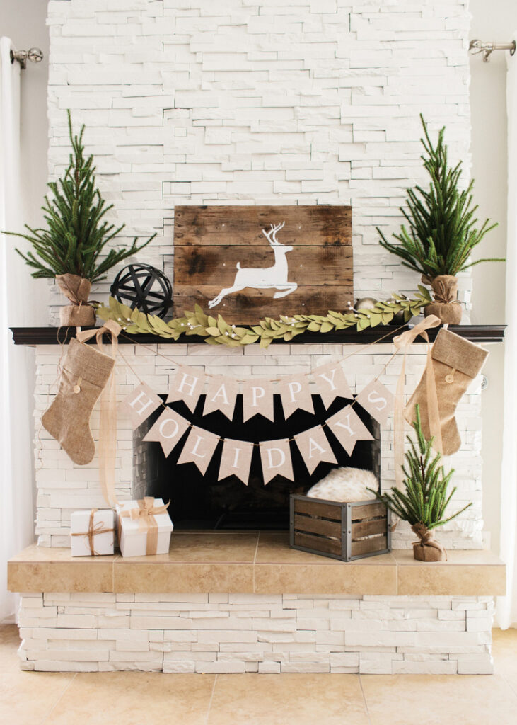 reindeer Christmas decor with paper garlands