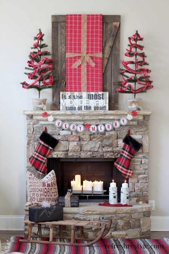 Rustic cozy country Christmas decorating