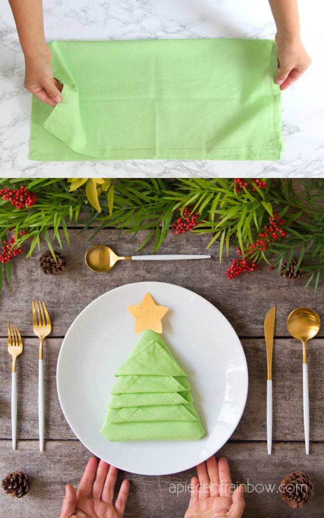 2D & 3D Christmas tree napkin folding in 2 minutes! Best Christmas table setting decoration ideas & easy holiday crafts for kids & family! 