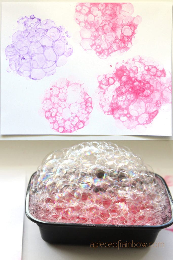 bubble painting is a great activity and art lesson for kids 