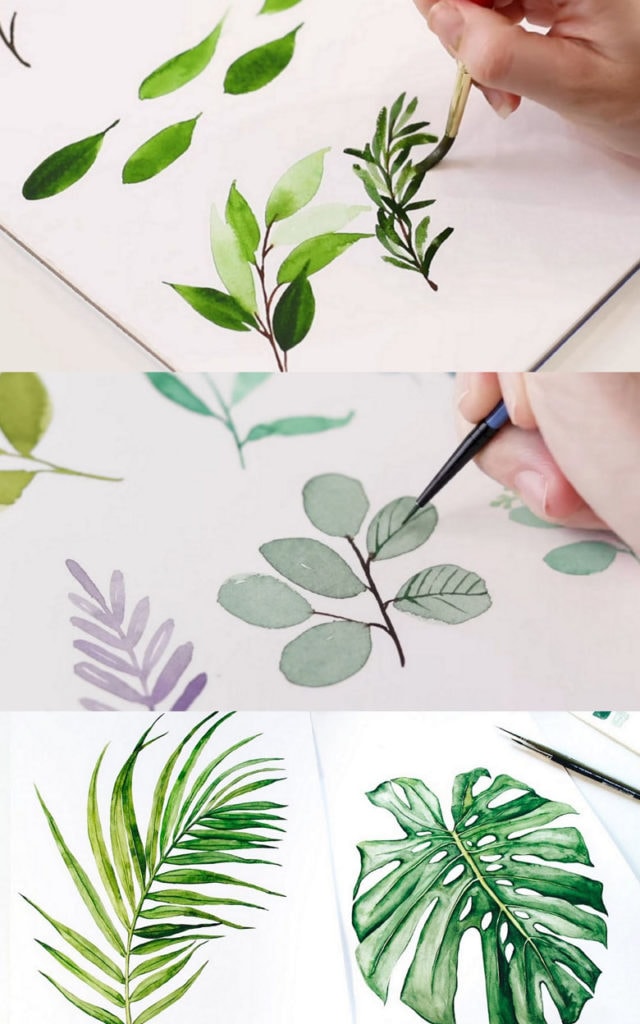 How to paint beautiful & easy watercolor leaves 