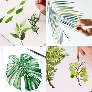 How to paint beautiful & easy watercolor leaves: 12 best art tutorials & videos on painting simple leaves, branches, tropical foliage, etc!