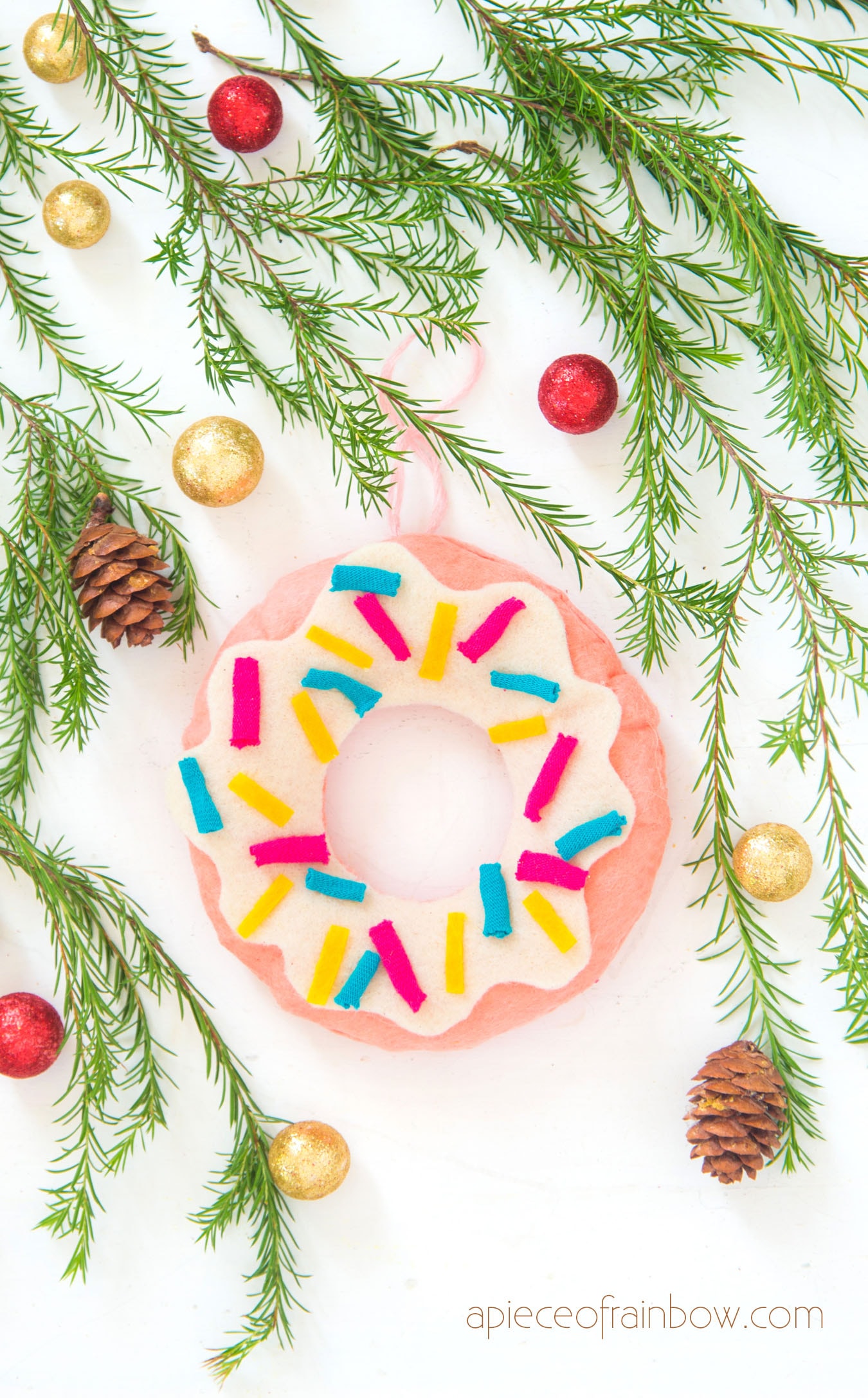 strawberry and cream donut Christmas ornament