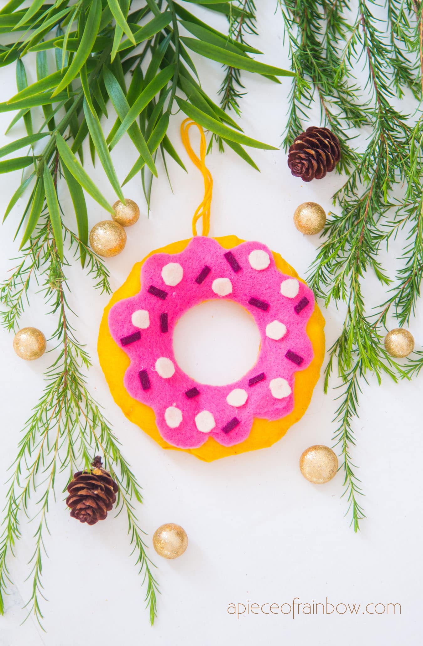 lemon raspberry doughnut Christmas ornament