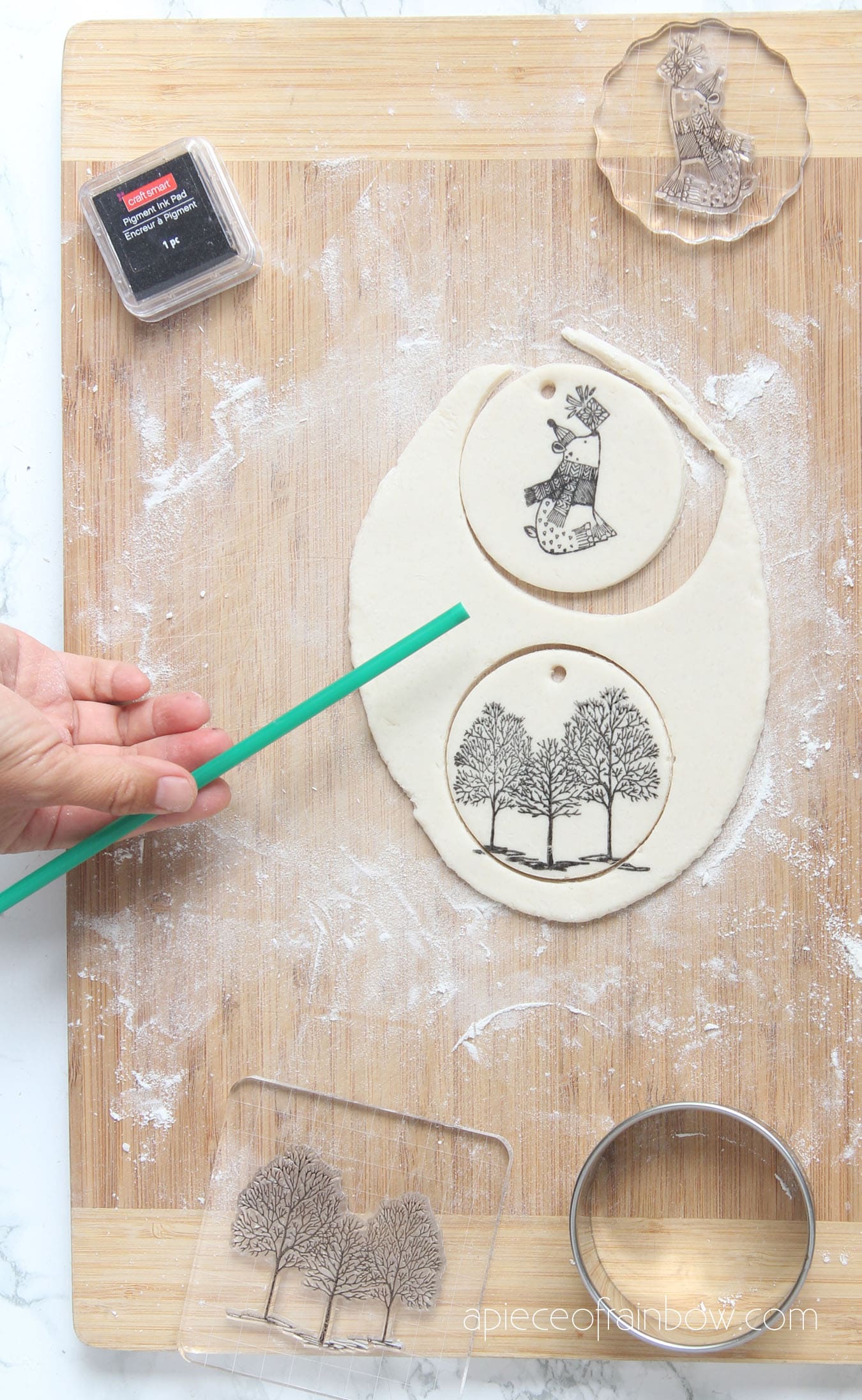 stamp and cut salt dough Christmas ornaments and gift tags