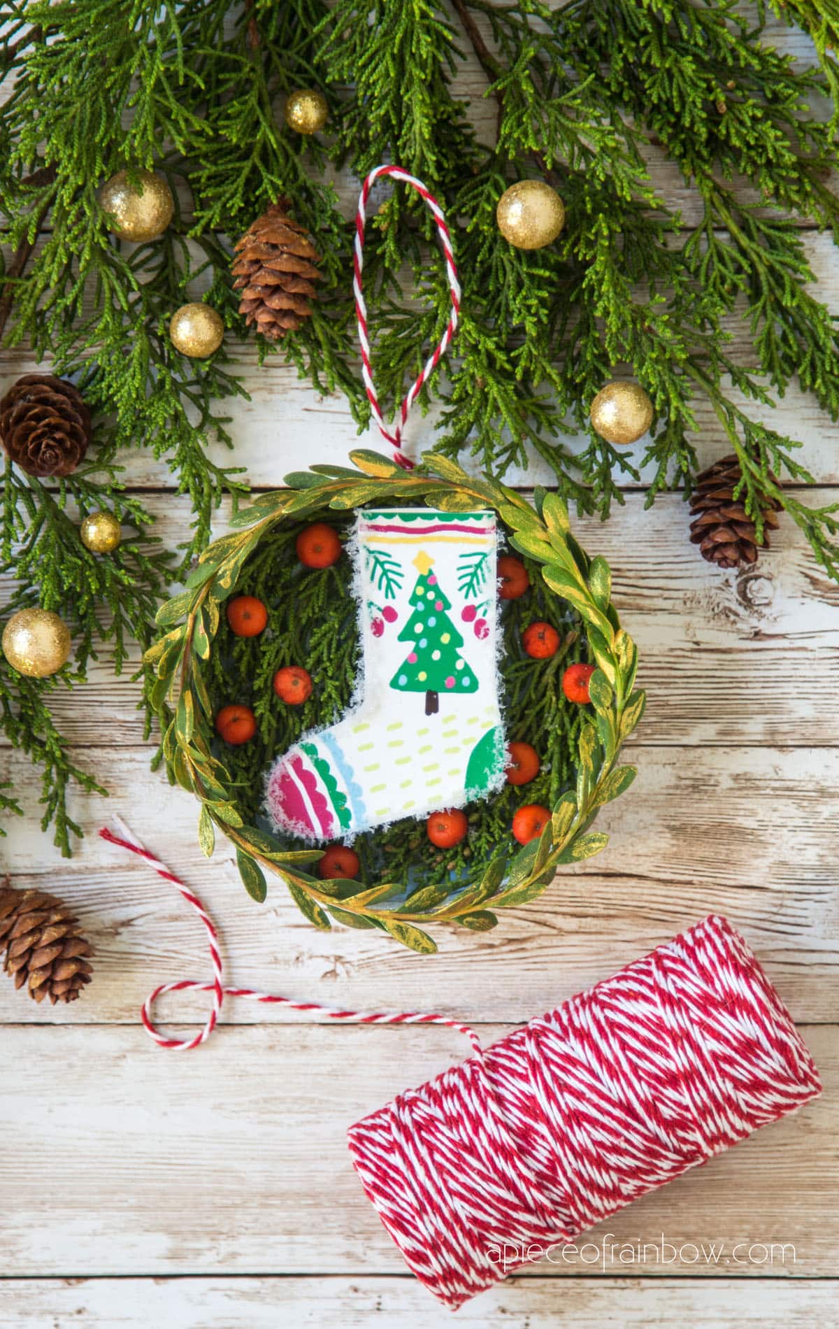 make Christmas stocking ornament in Scandinavian and Anthropologie style, easy crafts for kids and family