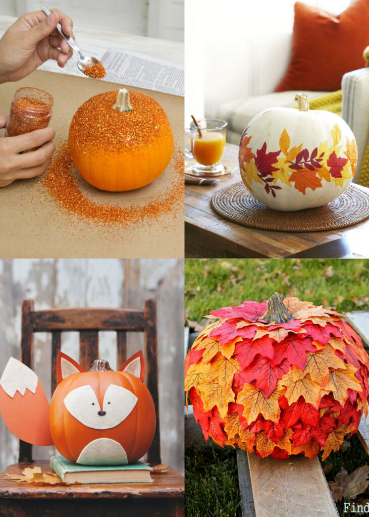 beautiful no carve pumpkin decorating for fall and Thanksgiving