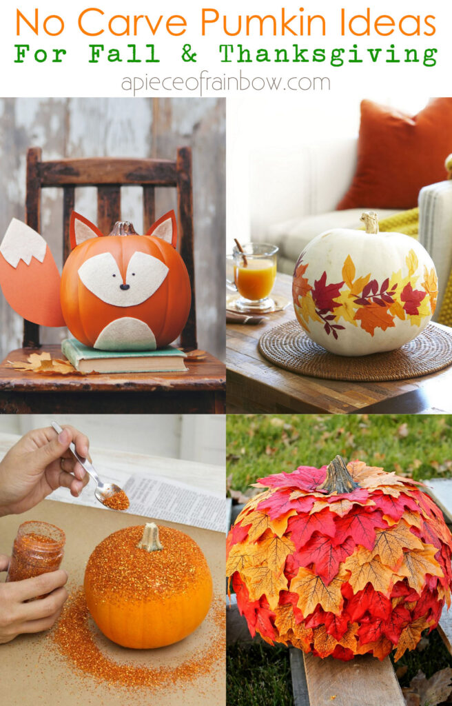 no carve pumpkin decorating for fall and Thanksgiving